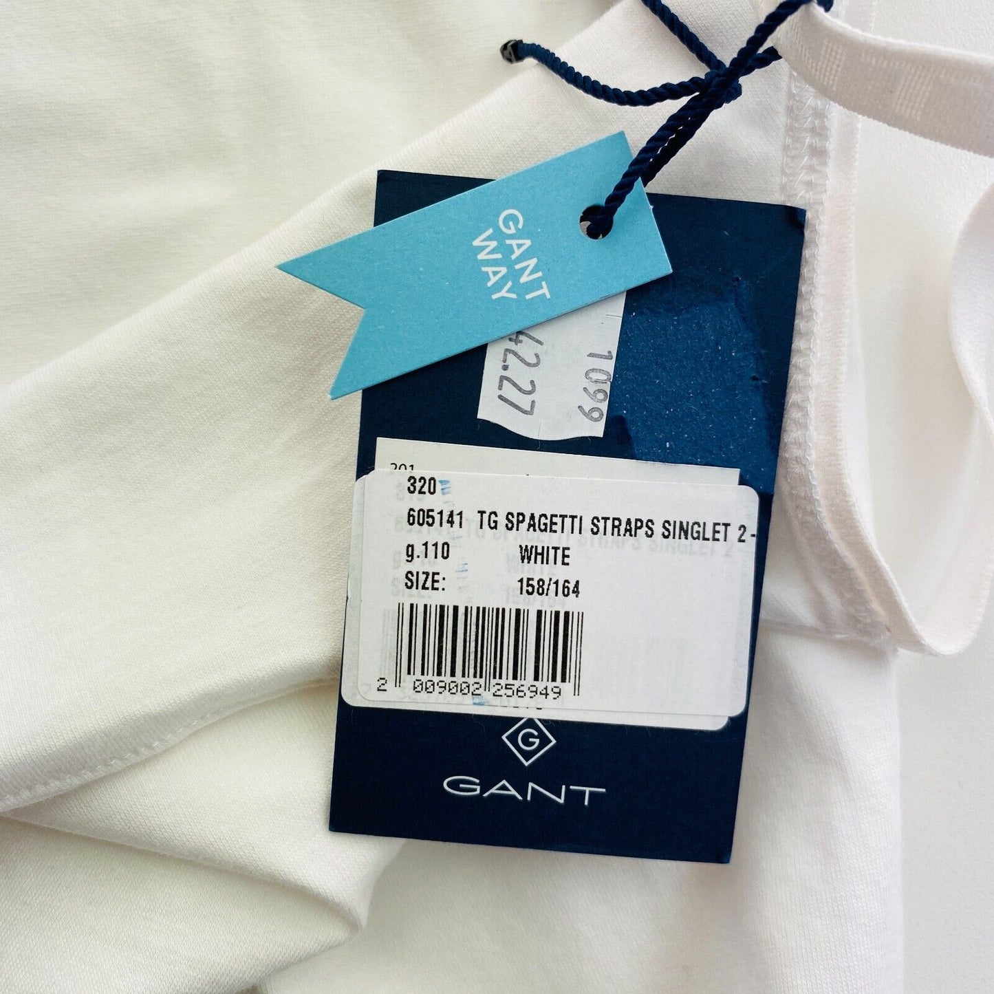 GANT Girls White Spaghetti Straps Singlet Tank Top Size 13-14 Years 158/164 cm