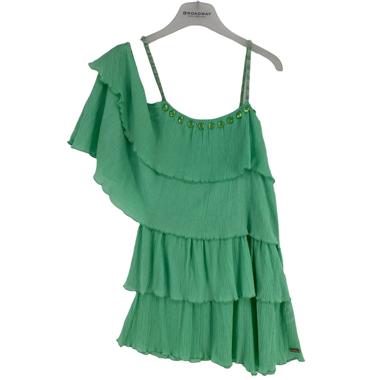 RPR €111 Chilli Pepper Green Asymmetric Shift Dress Size EU 36 UK 8 US 6