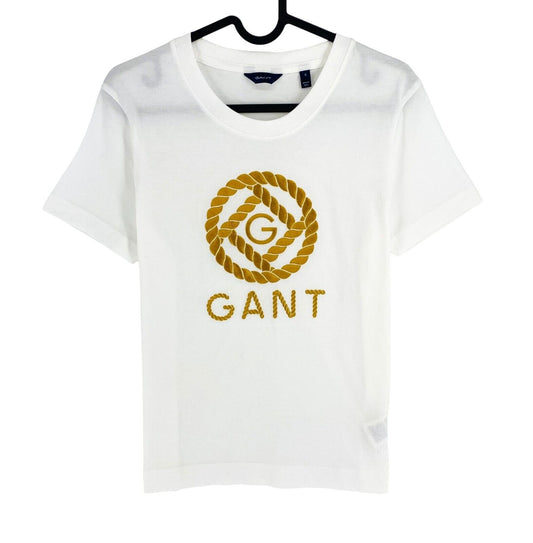 GANT Women White Rope Icon Crew Neck Short Sleeves T Shirt Size S